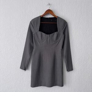 zara gray long sleeve office business casual mini dress size x-small